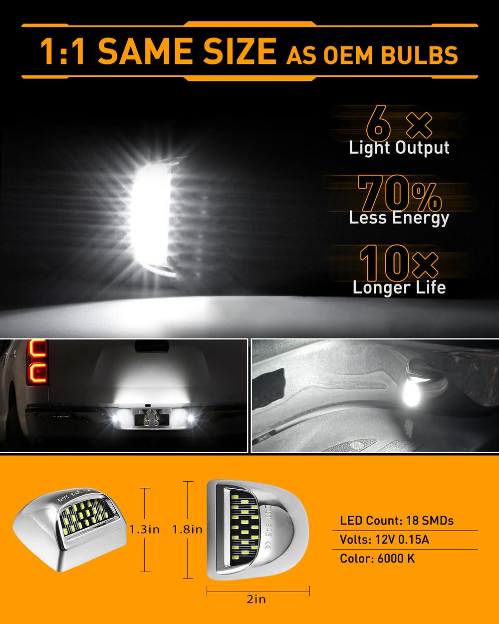 Lesauce IP68 waterproof license plate light resists rain and snow.