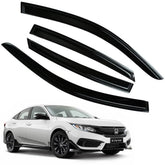 Letingfar rain guards on Honda Civic side windows deflect rain during drive.