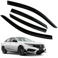 Letingfar rain guards on Honda Civic side windows deflect rain during drive.