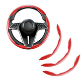 LevChall carbon fiber steering wheel cover in red with 3-piece set enhances grip