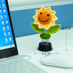 Levvohd crochet smiley sunflower enhances dash or desk