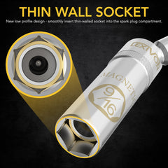 LEXIVON spark plug swivel socket polished chrome finish resists rust and wipes clean.