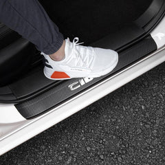 LEXLEY carbon fiber door sill guard front left, silver finish, protects against scuffs