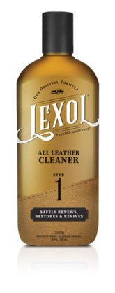 Lexol All Leather Cleaner bottle front for safe leather cleaning
