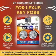 Lexus key fob battery CR2032 fit provides seamless model compatibility.