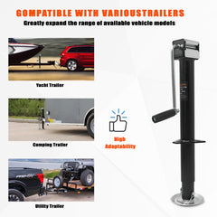 Leynora side-wind-handle jack demonstrates wide trailer compatibility across types