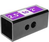 LFPartS 2.5-to-2-inch adapter sleeve fits inside a 2.5-inch receiver for versatile towing