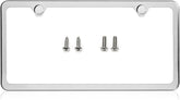 LFPartS 2-hole license frame front view shows chrome mirror finish for a clean look