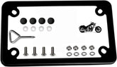LFPartS black motorcycle license frame front view shows sleek steel finish