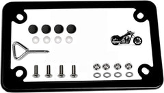 LFPartS black motorcycle license frame front view shows sleek steel finish