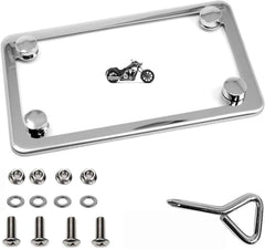 LFPartS slim polished license frame front view shows discreet, premium styling.