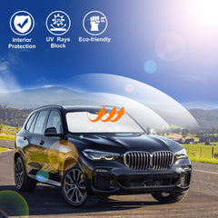 LHFLIVE custom-fit sunshade for BMW X5 front window, reduces glare and heat.