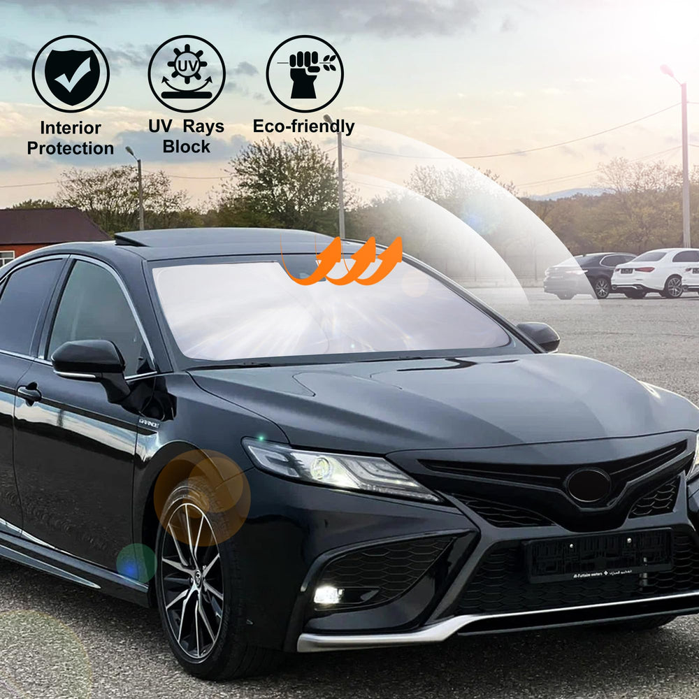 LHFLIVE sun shade protects Camry dashboard and seats from sun damage