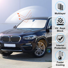 LHFLIVE windshield shade during installation, quick setup for BMW X3