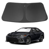LHFLIVE windshield sun shade attached to Camry front window reducing heat and glare