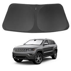 LHFLIVE windshield sun shade for Jeep Grand Cherokee front window, precise fit and heat protection.