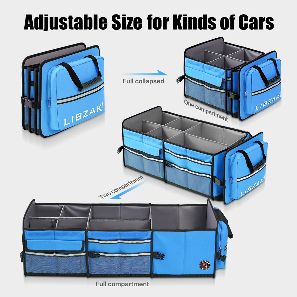 LI LIBZAKI Durable-material Libzaki trunk organizer uses 600D Oxford for durability.