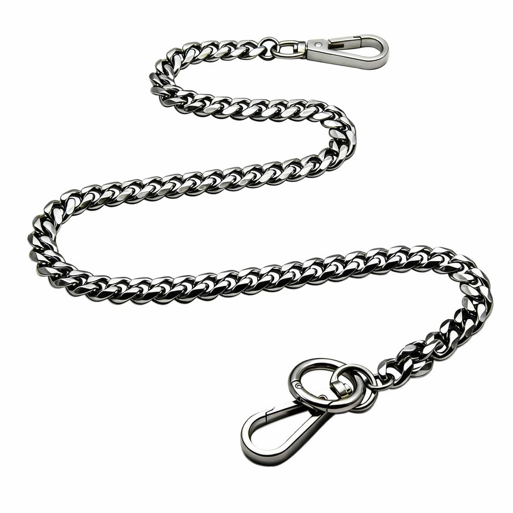 Liangery wallet chain double-link close-up shows sturdy stainless steel construction for everyday security.