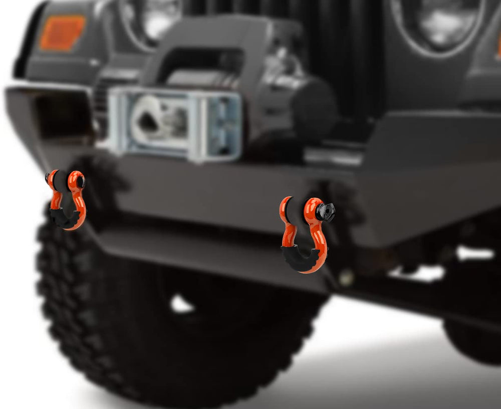 Off-road vehicle with LIBERRWAY shackles attached for rugged trail readiness.