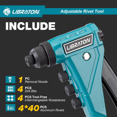 LIBRATON rivet gun ergonomic handle supports comfortable one-handed operation.