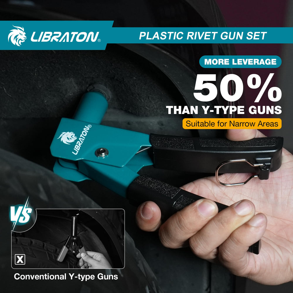 LIBRATON rivet gun in hand demonstrates one-handed operation