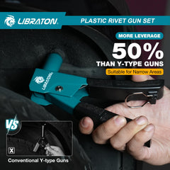 LIBRATON rivet gun in hand demonstrates one-handed operation