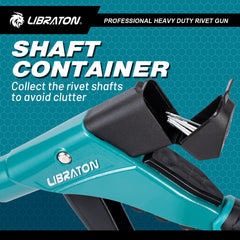 LIBRATON rivet gun safety lock and shaft container keep parts secure.