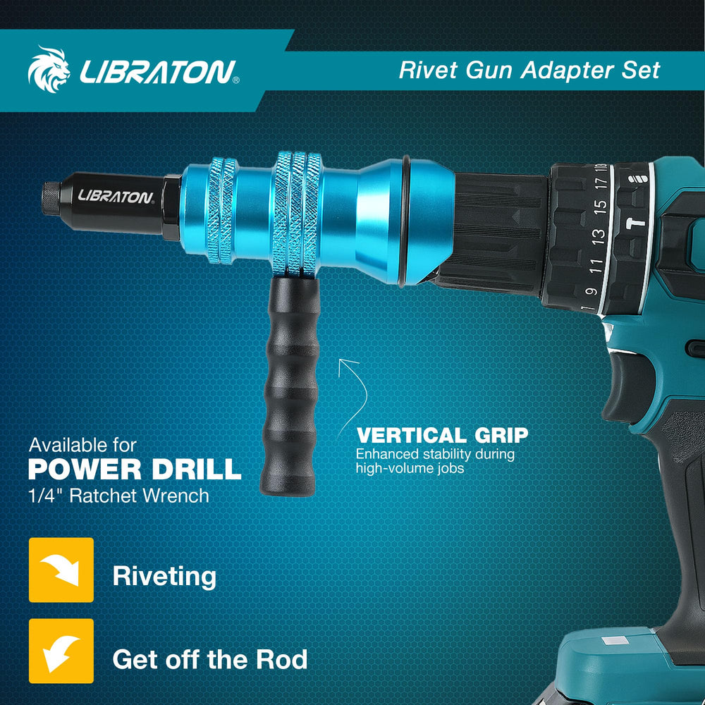 LIBRATON rivet nose piece 1-8 enables fast aluminum rivets with stable control.