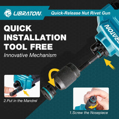 LIBRATON Rivet Nut Tool carbon steel body delivers durability for frequent workshop use.