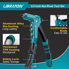 LIBRATON interchangeable-mandrels kit supports M3–M6 and SAE sizes.