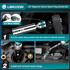 LIBRATON spark plug socket 16mm with magnetic retention for secure handling.