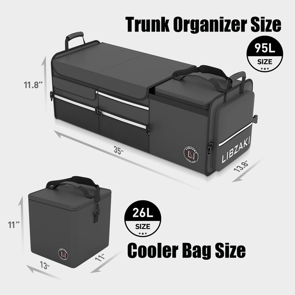 LIBZAKI grocery and gear organized in car trunk