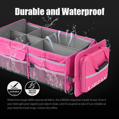 LIBZAKI rose-red oversize trunk organizer folded flat for compact storage