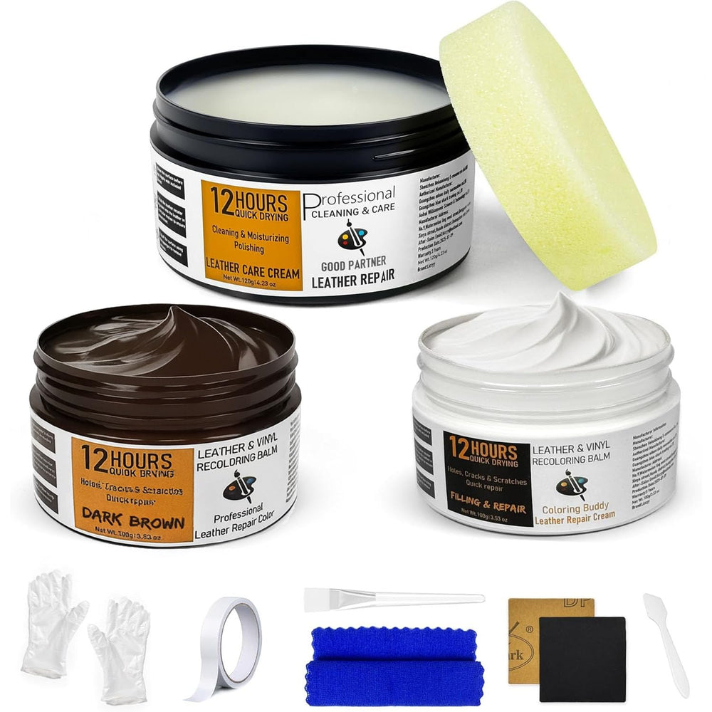 Liccyy 12H Quick-Dry Leather Repair Kit bottle enables fast, clean repairs on leather and vinyl.