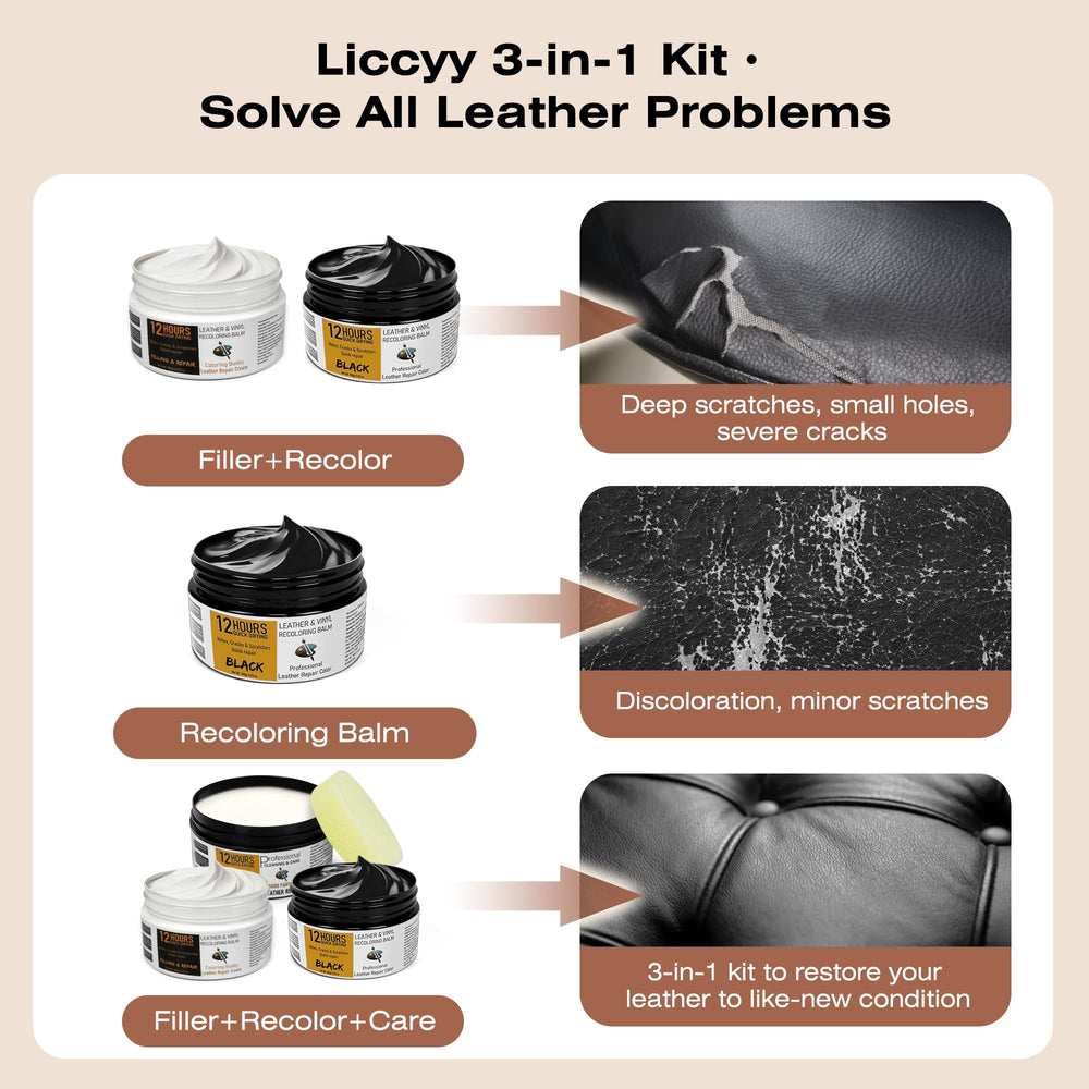 Liccyy Black leather color match for seamless repairs.