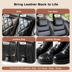Liccyy leather repair demo showing restored texture and finish.