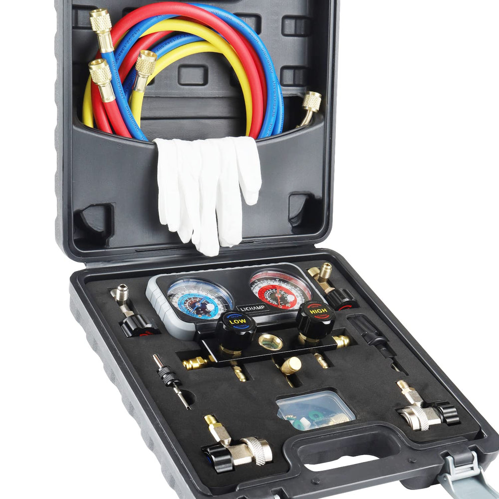 Lichamp AC Gauges main dials display for easy pressure reading during charging.