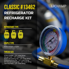 Lichamp hose provides flexible reach during A/C recharge tasks.