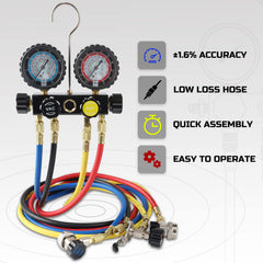 Lichamp gauges quick couplers enable fast connections on refrigerant lines.