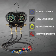 Lichamp quick connectors for R134 and R1234yf simplify setup.