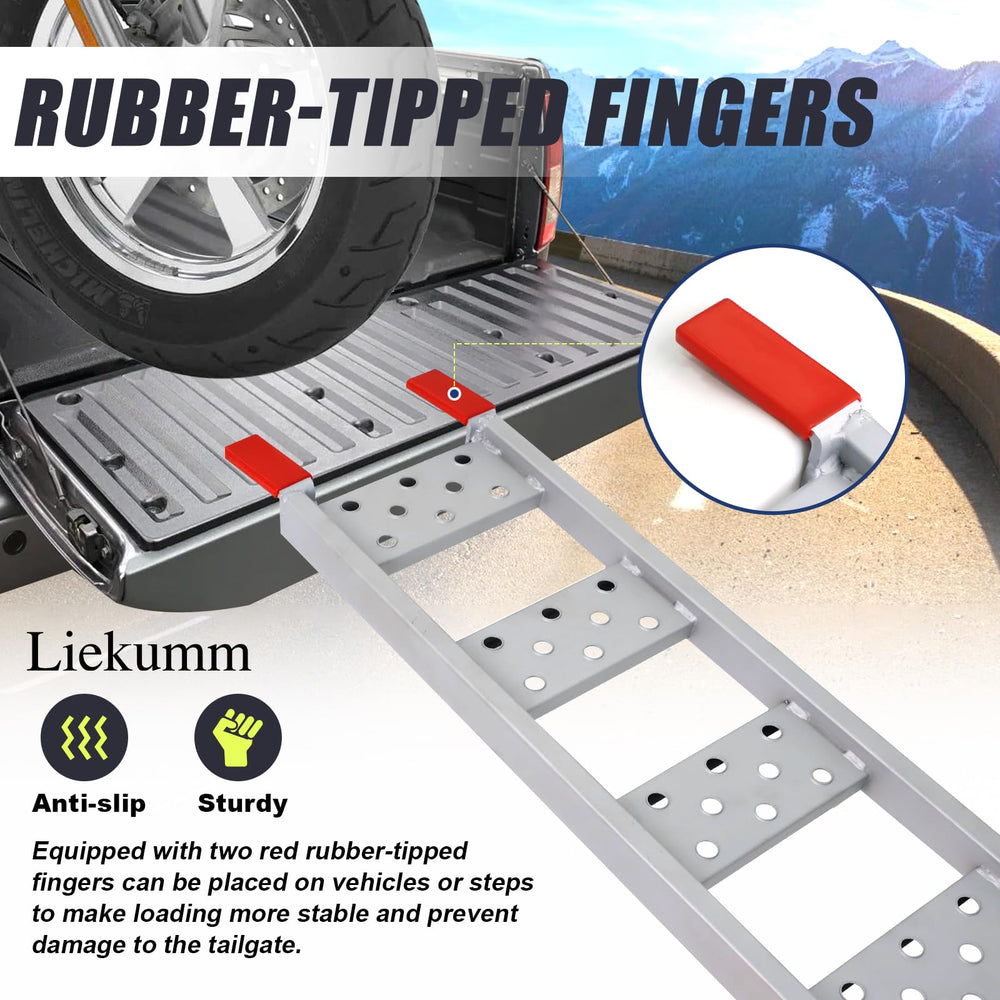LIEKUMM folding ramps store compactly in a truck bed.
