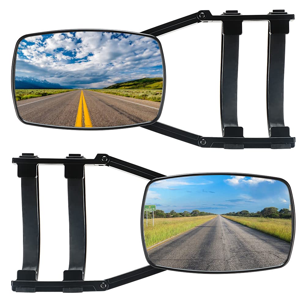 Lifronkit universal clip-on towing mirrors extended-view for improved rear vision while towing.