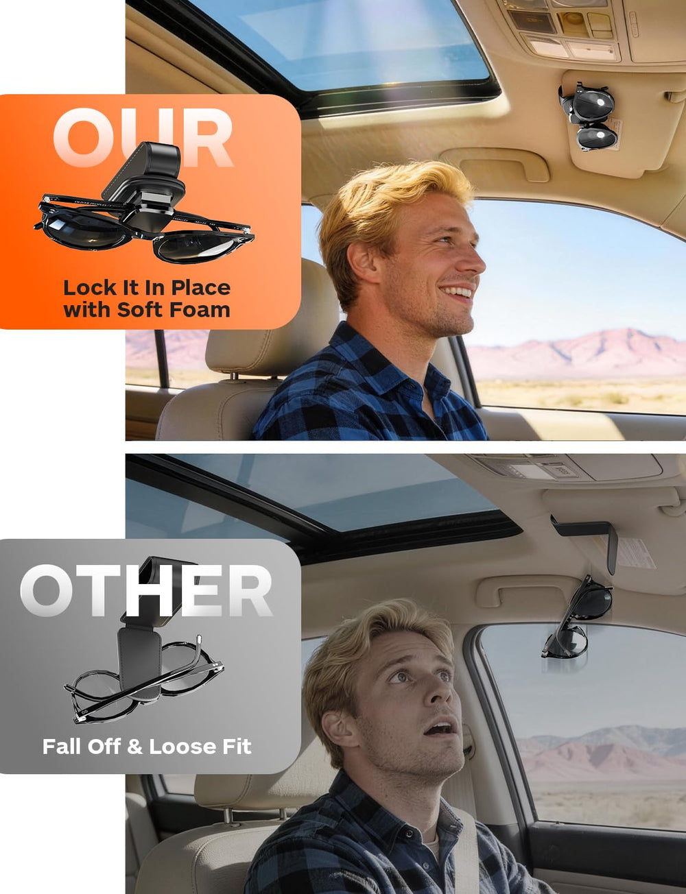 LiftRemote universal vehicle fit clips onto most cars without blocking the mirror view.