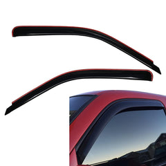 Lightronic vent window visor front view with in-channel fit improves airflow and glare reduction.