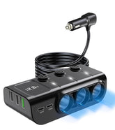 LIHAN 8-in-1 splitter front view with three sockets for passengers