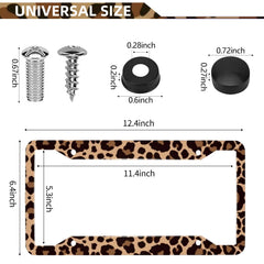 LIN KANG leopard print license frame back view complements vehicle style.