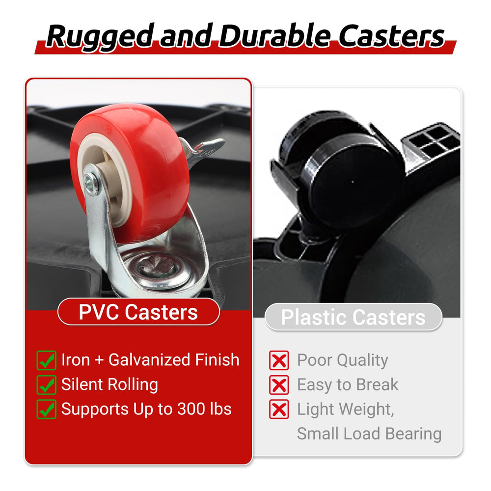 Linforking bucket dolly cleaning brush keeps scrubbing tools within reach.
