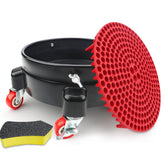 Linforking bucket dolly with wheels demonstrates smooth 360° movement for efficient washing.