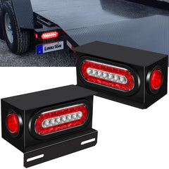 Linkitom welded-mount steel box with 6in oval LED tail lights enhances trailer visibility