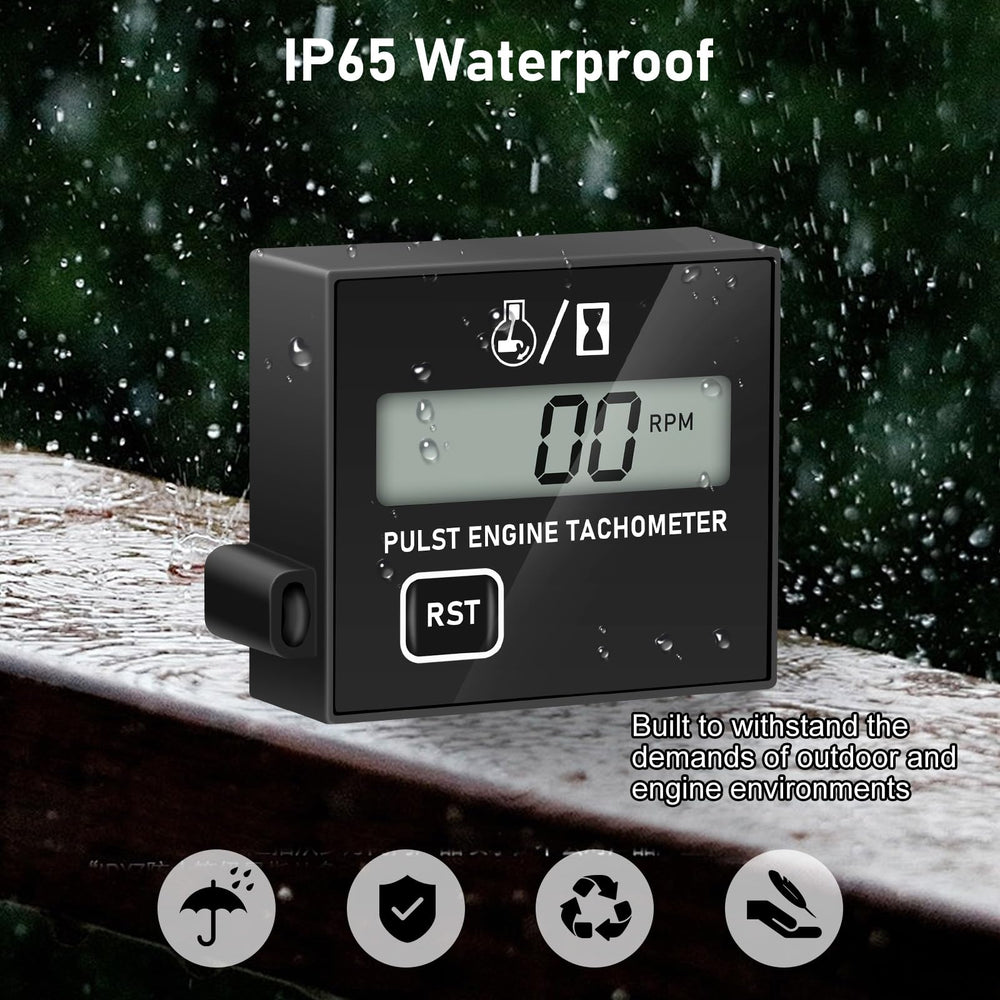 Linkstyle marine engine tachometer provides quick RPM readout at sea.